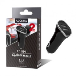 CARREGADOR DE CARRO ACCETEL CC181--3.1A DUAL USB PORT PRETO/CINZA